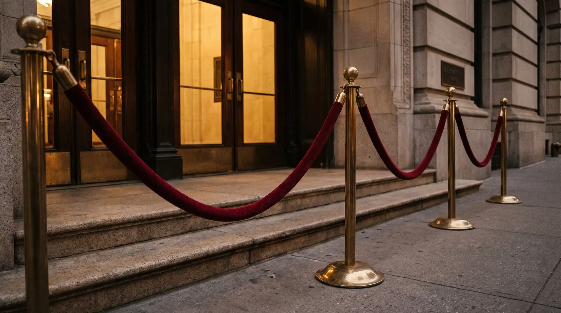 Velvet rope at a premiere entrance